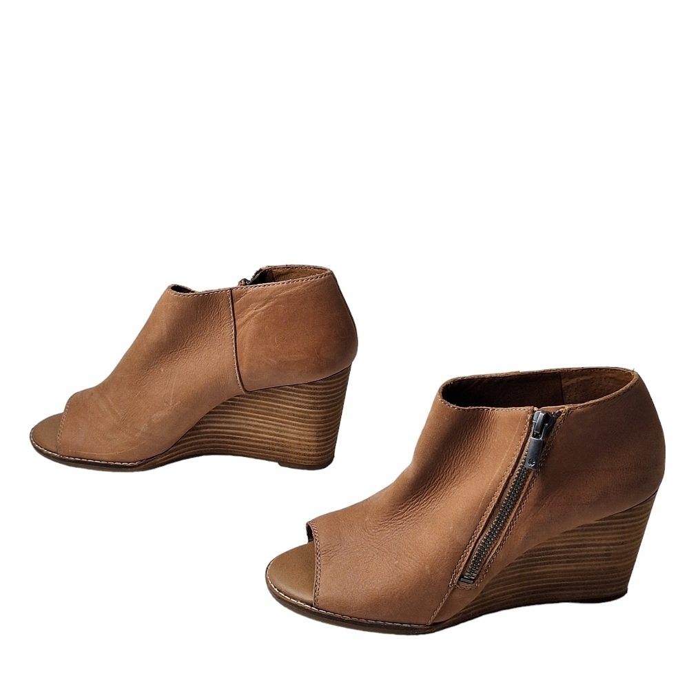 Lucky Brand Jaspah Peep-Toe Suede Wedge Ankle Bootie